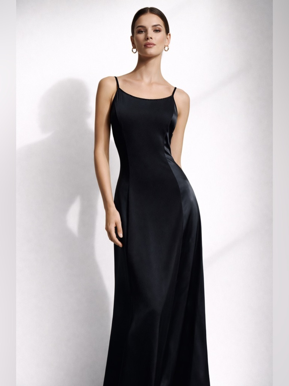 Jessica McClintock Gunne Sax Vintage Black Slip Maxi Dress | Size 5/6